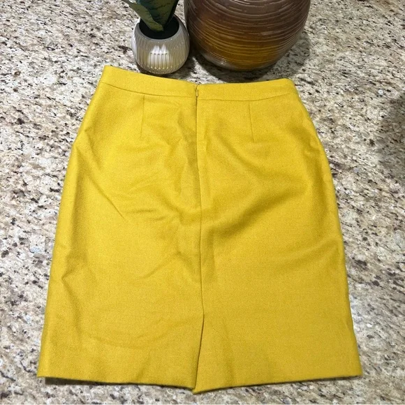 J Crew Lime Green/Yellow Wool No Pencil Skirt